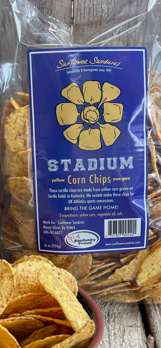 Corn Tortilla Chips - Stadium style yellow round, NON-GMO. 5 bag pack